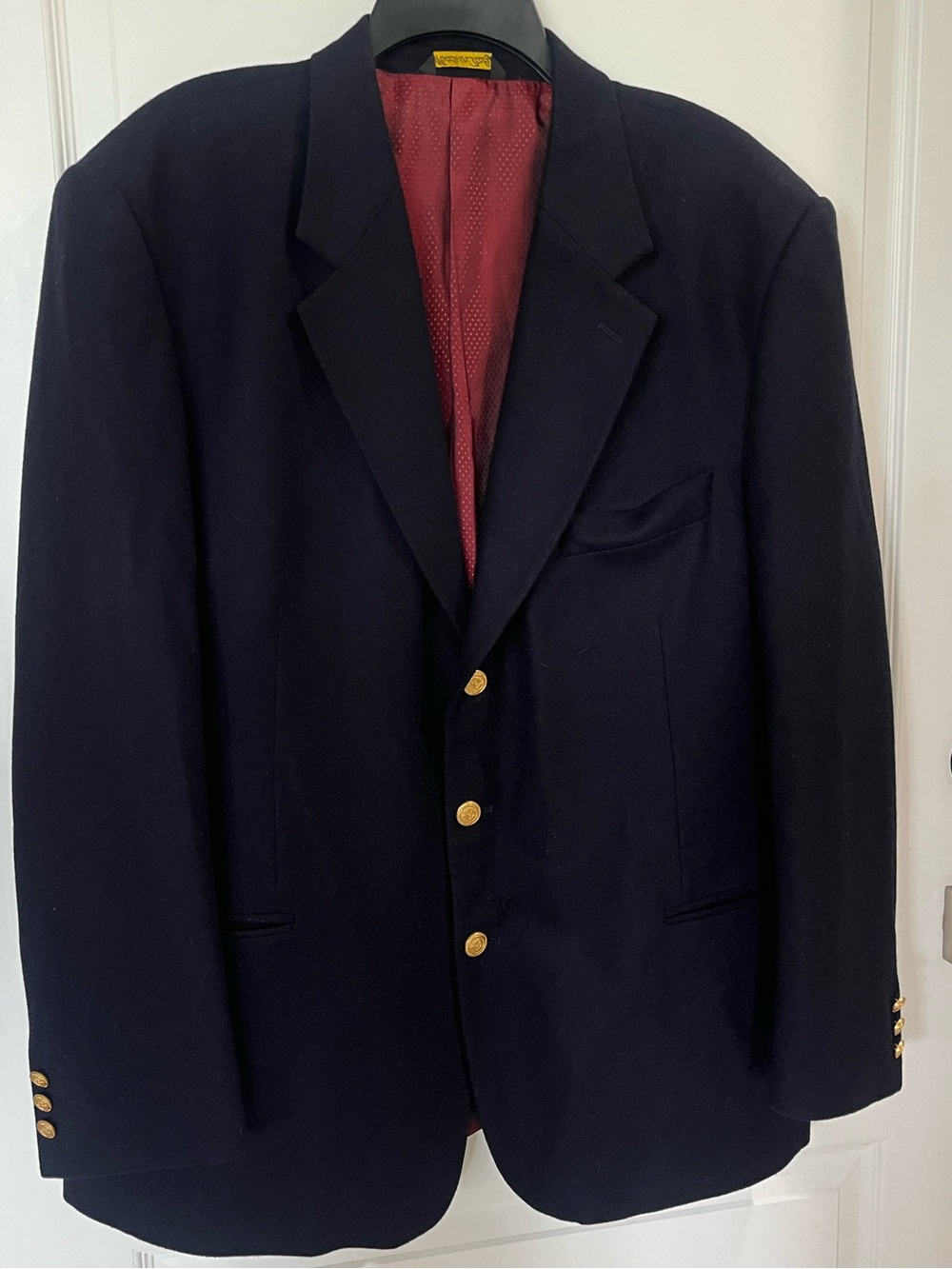 EUC Valentine navy cashmere and wool single breasted blazer gold buttons 60